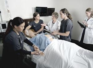 Students practicing in the new simulation lab